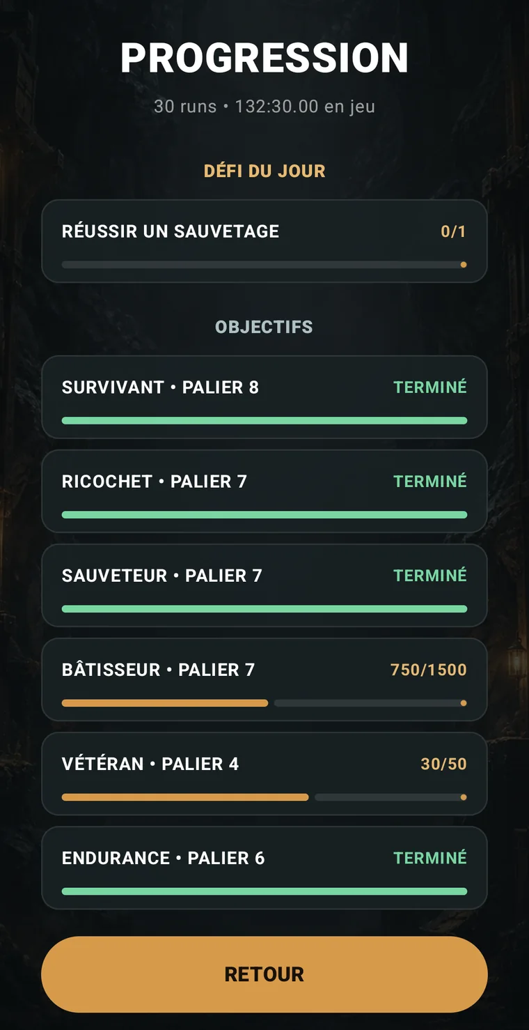 Objectifs, statistiques et défi quotidien de Ball Bounce Survival