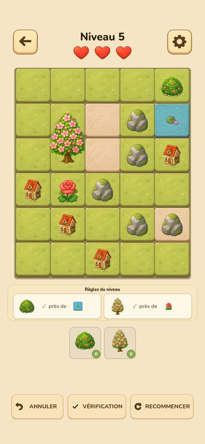 Niveau avancé de Rule Garden avec plusieurs règles