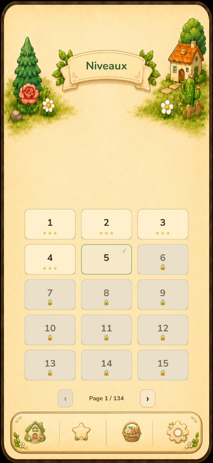 Sélection des niveaux de Rule Garden